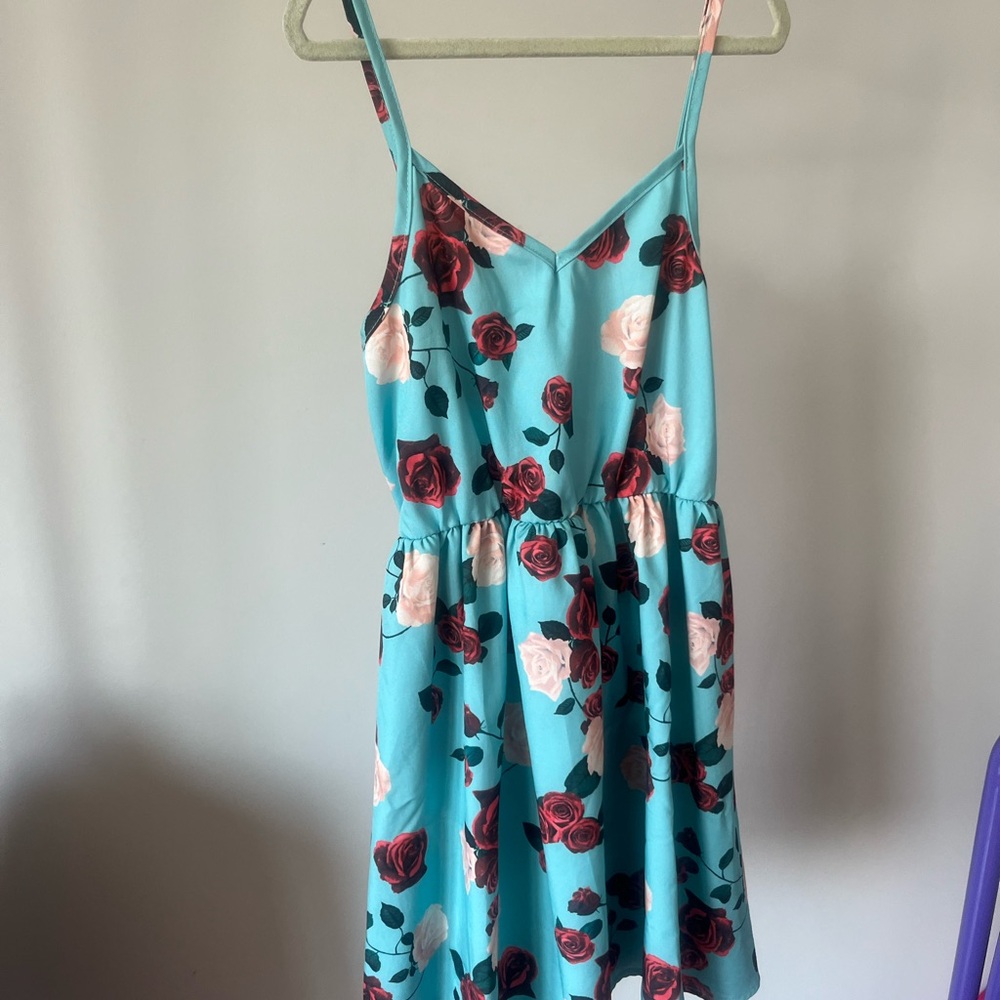 Floral Kids Dress - Blue and Red